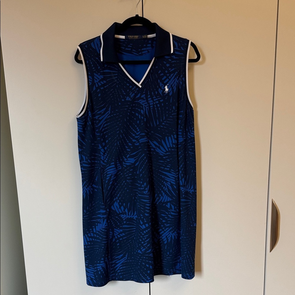 Ralph Lauren Navy Palm Print Golf Dress